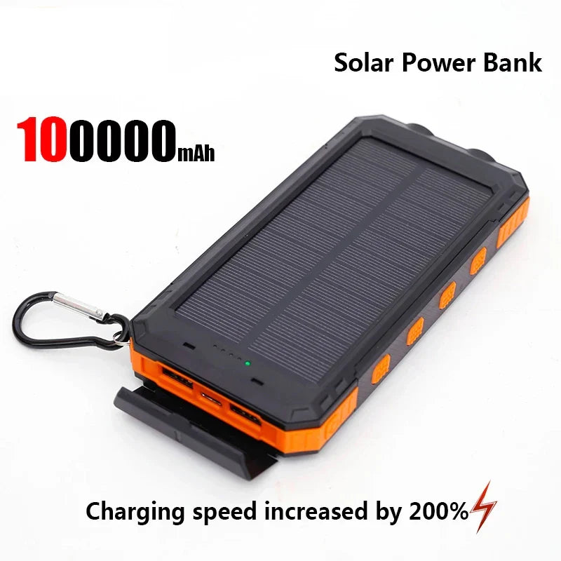 200,000mAh Solar Power Bank 120W Fast-Charge Portable Charger with USB-C & USB-A, Solar Panel & Flashlight