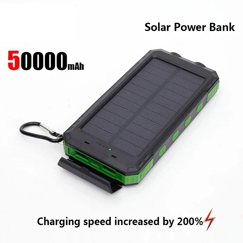 200,000mAh Solar Power Bank 120W Fast-Charge Portable Charger with USB-C & USB-A, Solar Panel & Flashlight