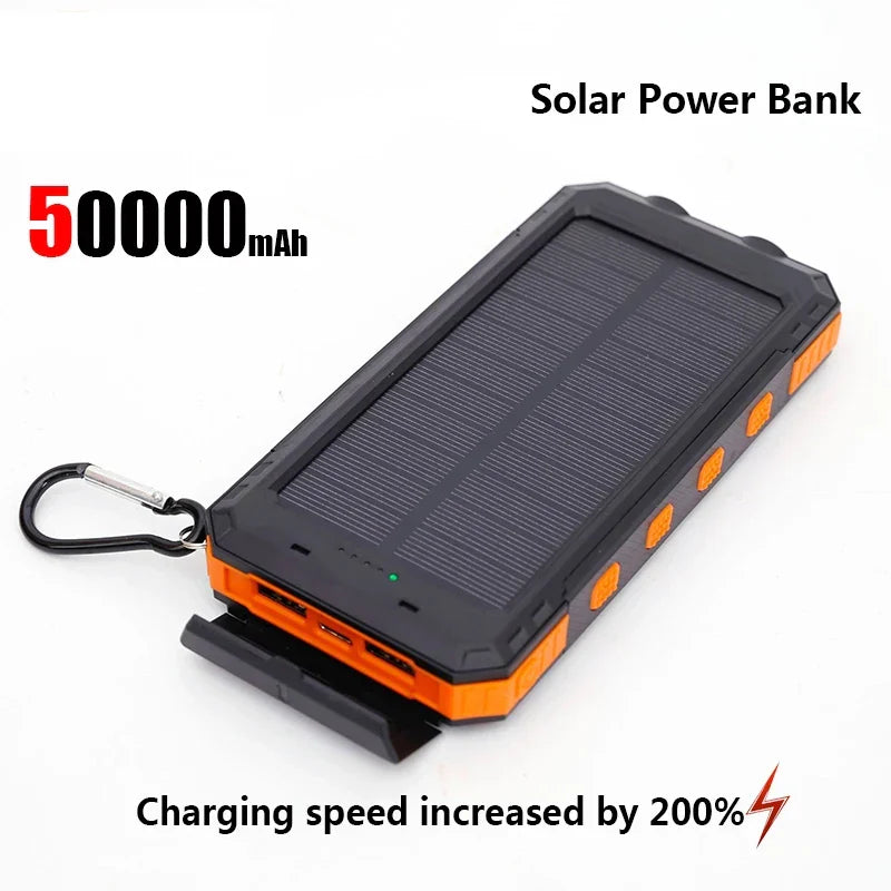 200,000mAh Solar Power Bank 120W Fast-Charge Portable Charger with USB-C & USB-A, Solar Panel & Flashlight